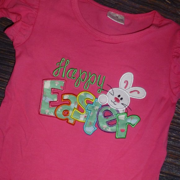 Boutique Easter Bunny Rabbit Girls Ruffle Outfit - Picture 2 of 3